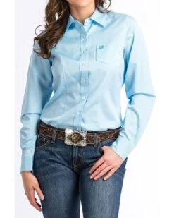 Cinch Women's Light Blue Stripe Long Sleeve Button Down Western Core Shirt 5 Cinch Women's Light Blue Stripe Long Sleeve Button Down Western Core Shirt -Wild West Belle Sales 2000240117 450 P1