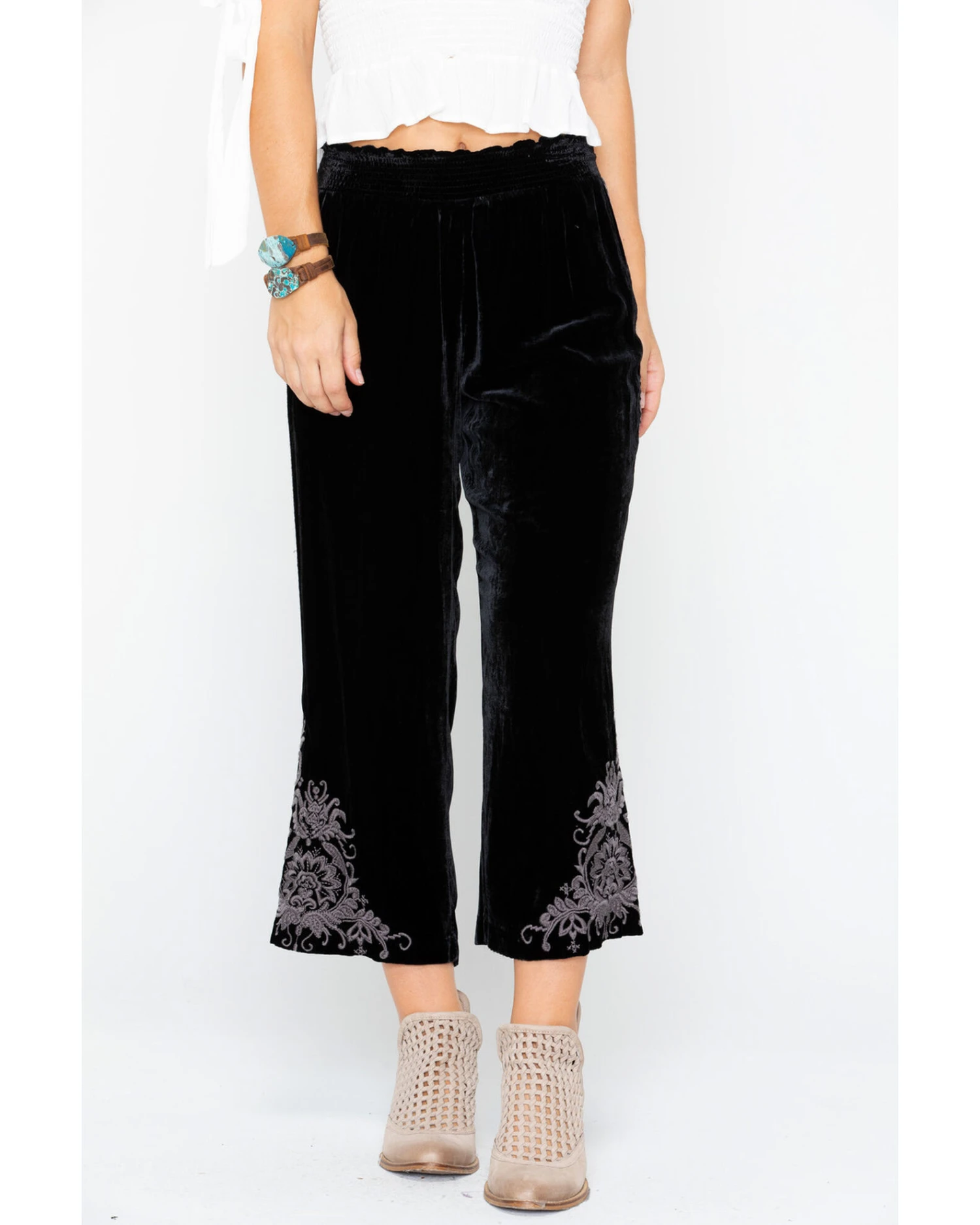 Johnny Was Women's Hirsch Velvet Embroidered Crop Pants 2 Johnny Was Women's Hirsch Velvet Embroidered Crop Pants - Image 2