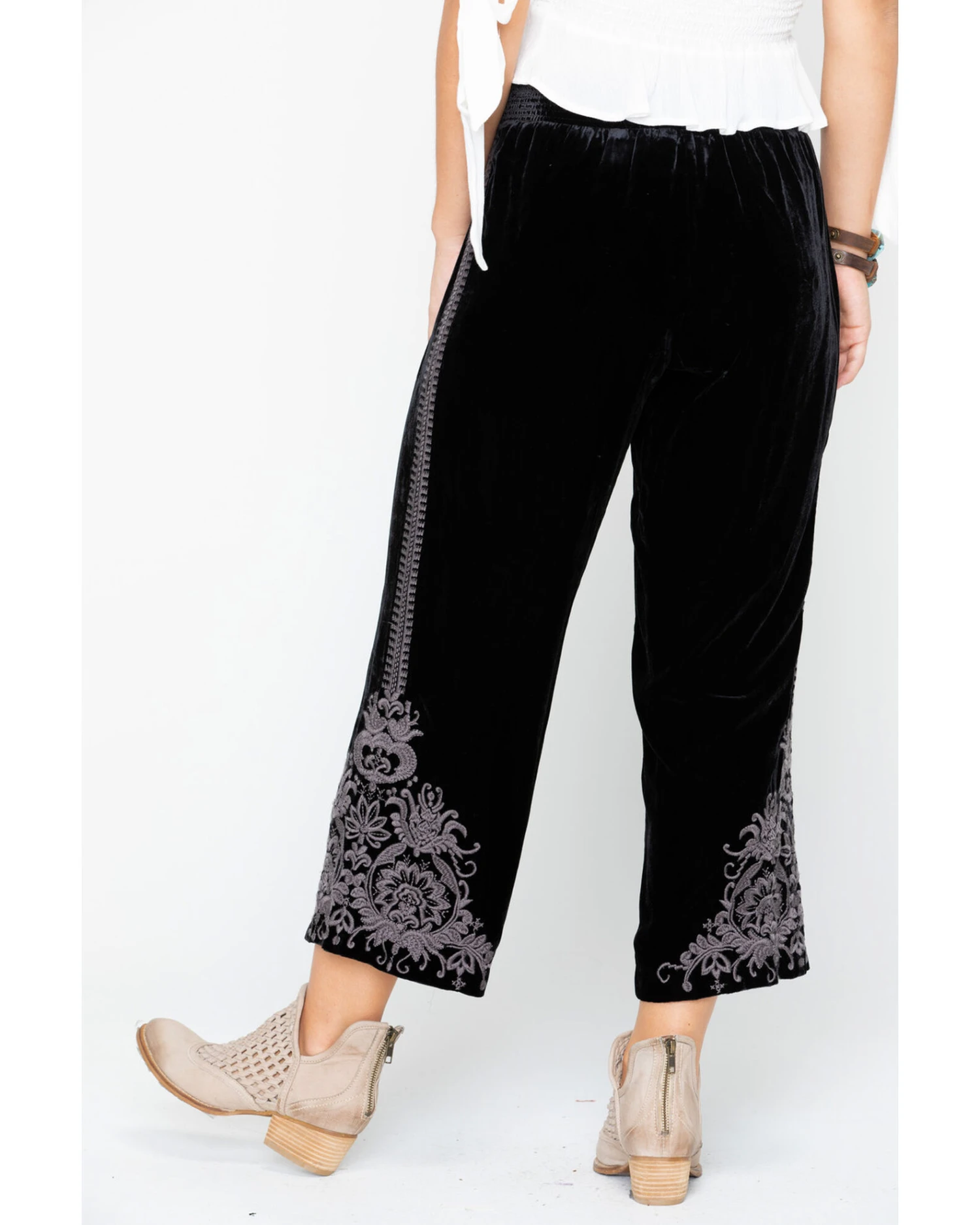Johnny Was Women's Hirsch Velvet Embroidered Crop Pants 3 Johnny Was Women's Hirsch Velvet Embroidered Crop Pants - Image 3