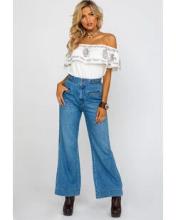 Free People Women's Seasons In The Sun Jeans 9 Free People Women's Seasons In The Sun Jeans -Wild West Belle Sales 2000281049 400 P6