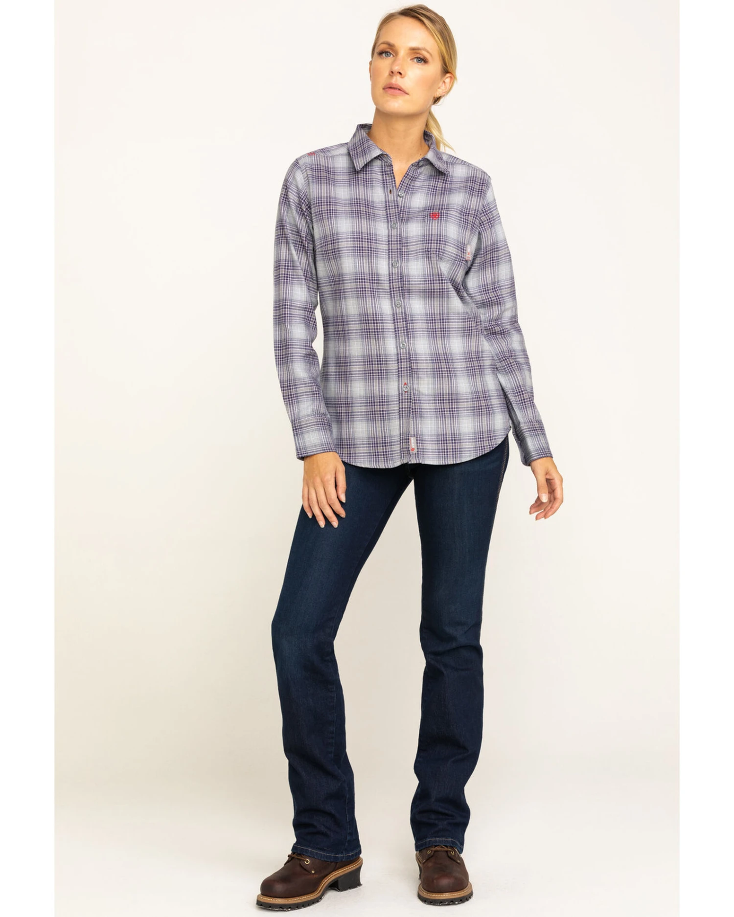 Ariat Women's FR Abigail Plaid Print Long Sleeve Work Shirt 2 Ariat Women's FR Abigail Plaid Print Long Sleeve Work Shirt - Image 2