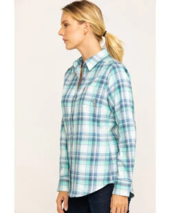 Ariat Women's FR Gisela Plaid Print Long Sleeve Work Shirt -Wild West Belle Sales 2000283796 400 P3