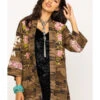 Johnny Was Women's Molly Camo Yuki Trapunto Linen Kimono