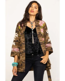 Johnny Was Women's Molly Camo Yuki Trapunto Linen Kimono -Wild West Belle Sales 2000285855 900 P5