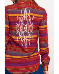 Rock & Roll Denim Women's Rust Serape Stripe Southwestern Embroidered Long Sleeve Western Shirt 8 Rock & Roll Denim Women's Rust Serape Stripe Southwestern Embroidered Long Sleeve Western Shirt -Wild West Belle Sales 2000290054 900 P5