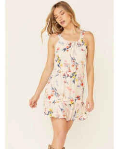 Miss Me Women's Ivory Floral Cutout Halter Dress -Wild West Belle Sales 2000309331 103 P1