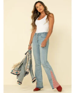 Rock & Roll Denim Women's Button Bandana Hem Trousers