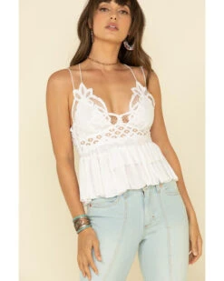 Free People Women's Adella Cami Lace Ruffled Tank Top -Wild West Belle Sales 2000325212 100 P2