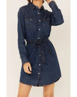 Wrangler Women's Dark Denim Washed Long Sleeve Western Shirt Dress 6 Wrangler Women's Dark Denim Washed Long Sleeve Western Shirt Dress -Wild West Belle Sales 2000334318 402 P2
