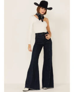 Show Me Your Mumu Women's Medium Wash Ashbury High Rise Flare Jeans -Wild West Belle Sales 2000345053 400 P1