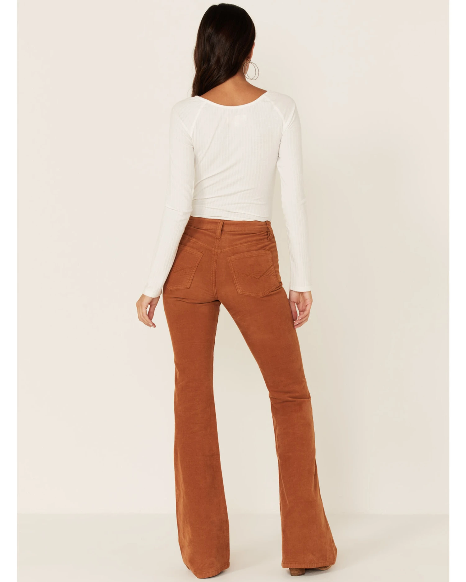 Idyllwind Women's Pecan High Rise Flare Stretch Corduroy Pants 3 Idyllwind Women's Pecan High Rise Flare Stretch Corduroy Pants - Image 3