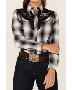Roper Women's Plaid Print Long Sleeve Pearl Snap Western Shirt -Wild West Belle Sales 2000352242 001 P2