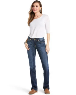Ariat Women's R.E.A.L. Perfect Rise Analise Stackable Straight Leg Jeans -Wild West Belle Sales 2000357681 400 P1