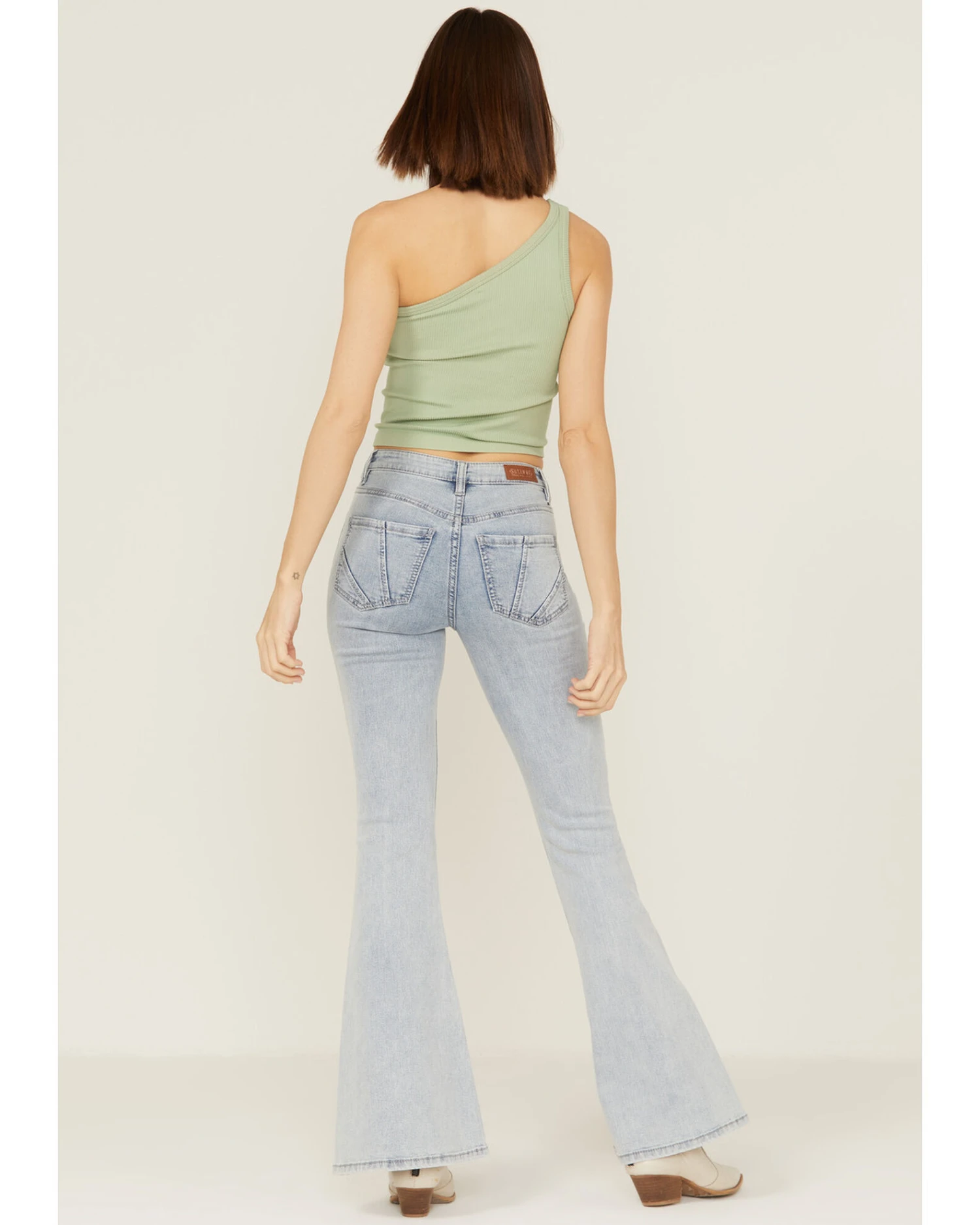 Shyanne Women's Light Wash High Rise Front Yoke Flare Jeans 1 Shyanne Women's Light Wash High Rise Front Yoke Flare Jeans