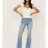 Idyllwind Women's High Risin' Roadtrip Wash Stretch Distressed Knee Flare Jeans