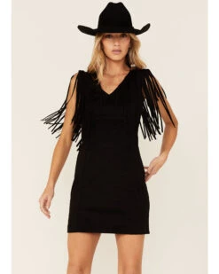 Idyllwind Women's Lady Bird Faux Suede Fringe Muscle Sleeve Dress -Wild West Belle Sales 2000359130 001 P1