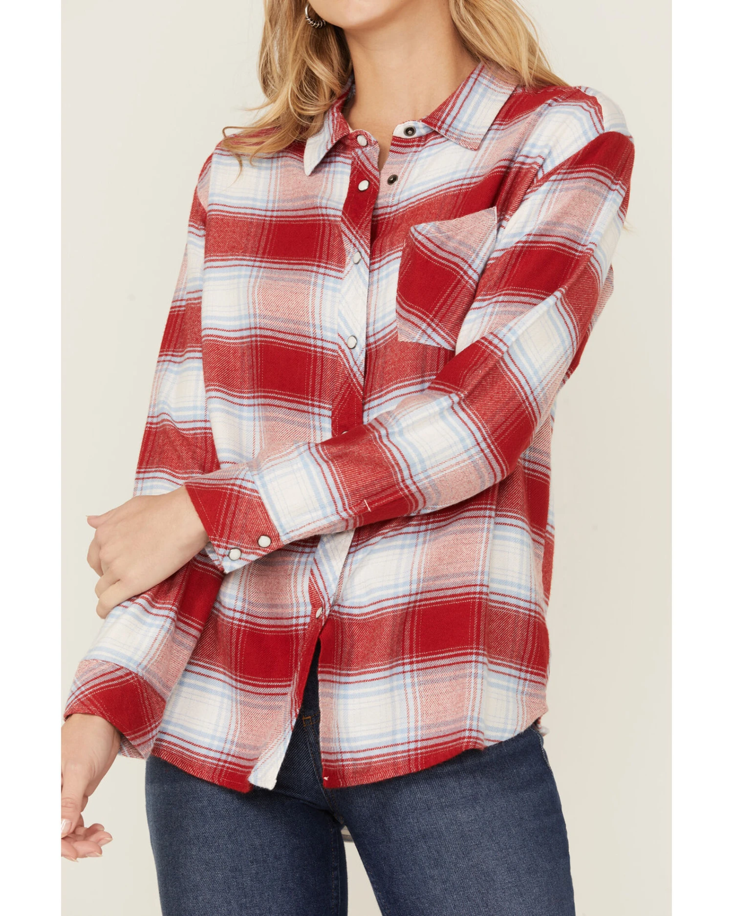 Idyllwind Women's Sycamore Ridge Plaid Print Relaxed Flannel Pearl Snap Shirt 1 Idyllwind Women's Sycamore Ridge Plaid Print Relaxed Flannel Pearl Snap Shirt