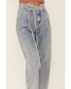 Wishlist Women's Acid Wash Tie Waist High Rise Jeans -Wild West Belle Sales 2000359693 400 P2