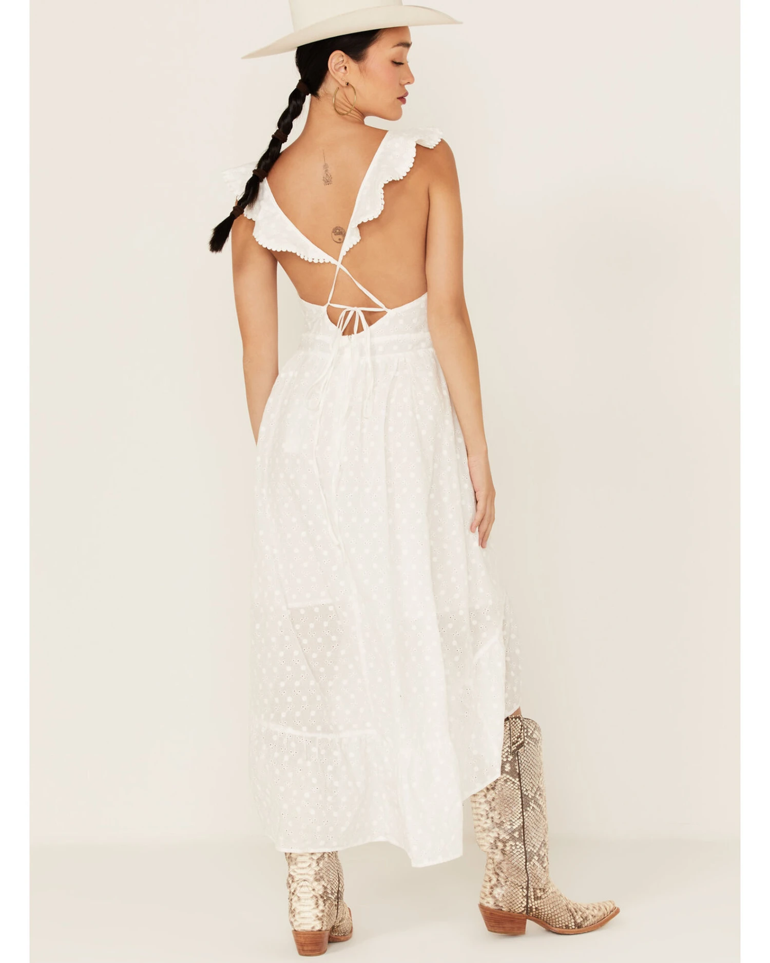 Molly Bracken Women's Ruffle Trim Cross Back Dress 4 Molly Bracken Women's Ruffle Trim Cross Back Dress - Image 4