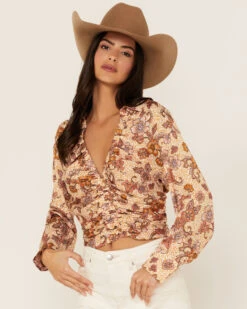 Free People Women's I Got You Printed Top -Wild West Belle Sales 2000366154 103 P1