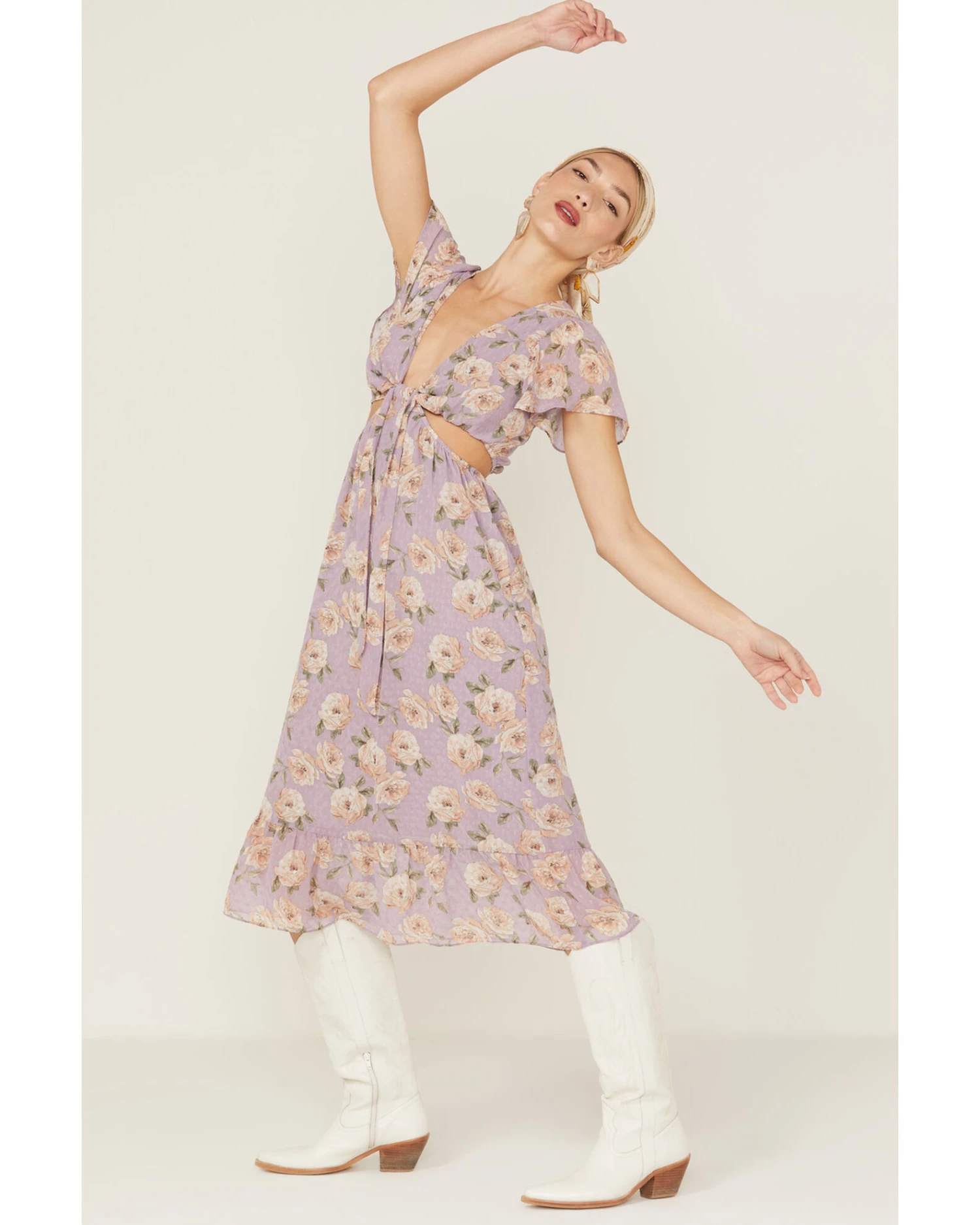 Sadie & Sage Women's Floral Cut-Out Midi Dress 3 Sadie & Sage Women's Floral Cut-Out Midi Dress - Image 3