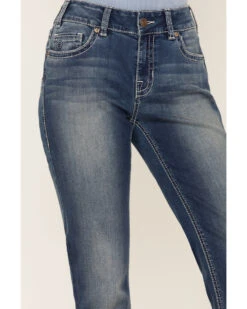 Rock & Roll Denim Women's Medium Wash Mid Rise Riding Straight Jeans -Wild West Belle Sales 2000368121 414 P2