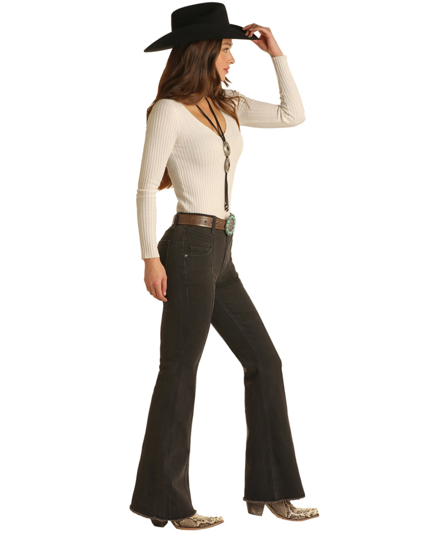 Rock & Roll Denim Women's Dark Wash High Rise Bootcut Denim Jeans 1 Rock & Roll Denim Women's Dark Wash High Rise Bootcut Denim Jeans