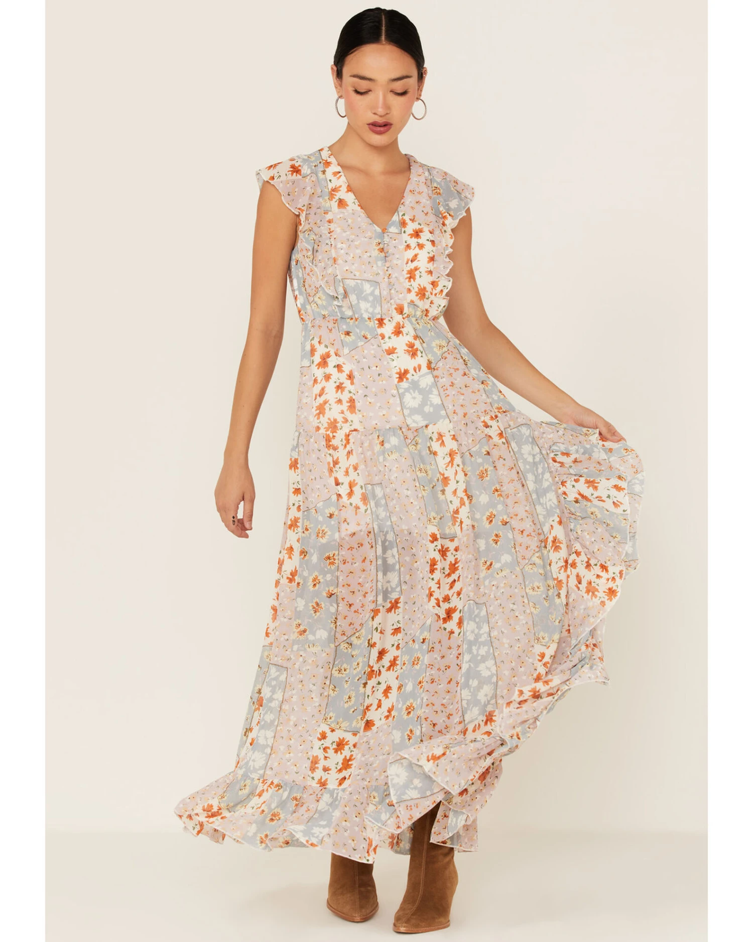 Miss Me Women's Floral Print Patchwork Maxi Dress 3 Miss Me Women's Floral Print Patchwork Maxi Dress - Image 3