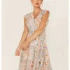 Miss Me Women's Floral Print Patchwork Maxi Dress