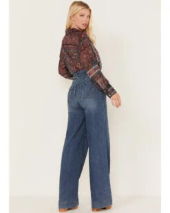 Shyanne Women's Medium Wash High Rise Belted Trouser Wide Jeans 6 Shyanne Women's Medium Wash High Rise Belted Trouser Wide Jeans -Wild West Belle Sales 2000373379 414 P3