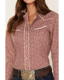 Roper Women's Ditsy Floral Print Long Sleeve Pearl Snap Retro Western Shirt -Wild West Belle Sales 2000378232 600 P3