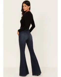 Shyanne Women's Dark Wash High Rise Eden Stretch Flare Jeans 7 Shyanne Women's Dark Wash High Rise Eden Stretch Flare Jeans -Wild West Belle Sales 2000381364 416 P3