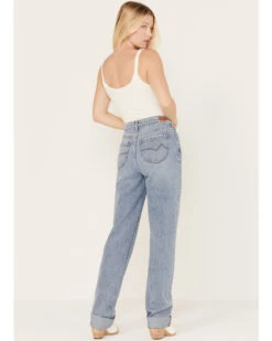 Cleo + Wolf Women's Medium Wash Short Straight Cuffed Jeans -Wild West Belle Sales 2000381494 414 P3