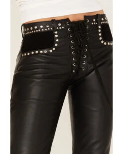 Understated Leather Women's Wild Cats Mid Rise Leather Flare Pants -Wild West Belle Sales 2000381542 001 P3