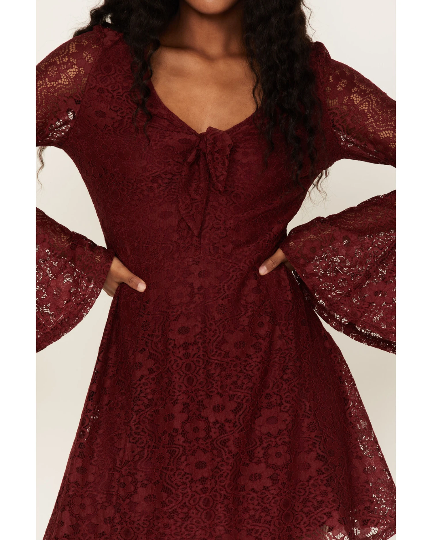 Beyond The Radar Women's Lace Tie Front Dress 4 Beyond The Radar Women's Lace Tie Front Dress - Image 4