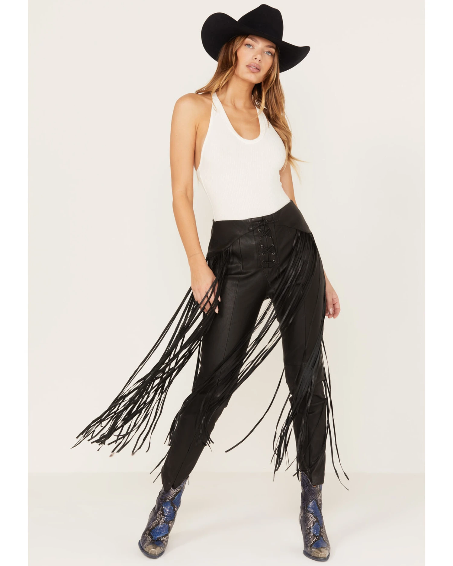 Wonderwest Women's Leather Fringe Pants 3 Wonderwest Women's Leather Fringe Pants - Image 3