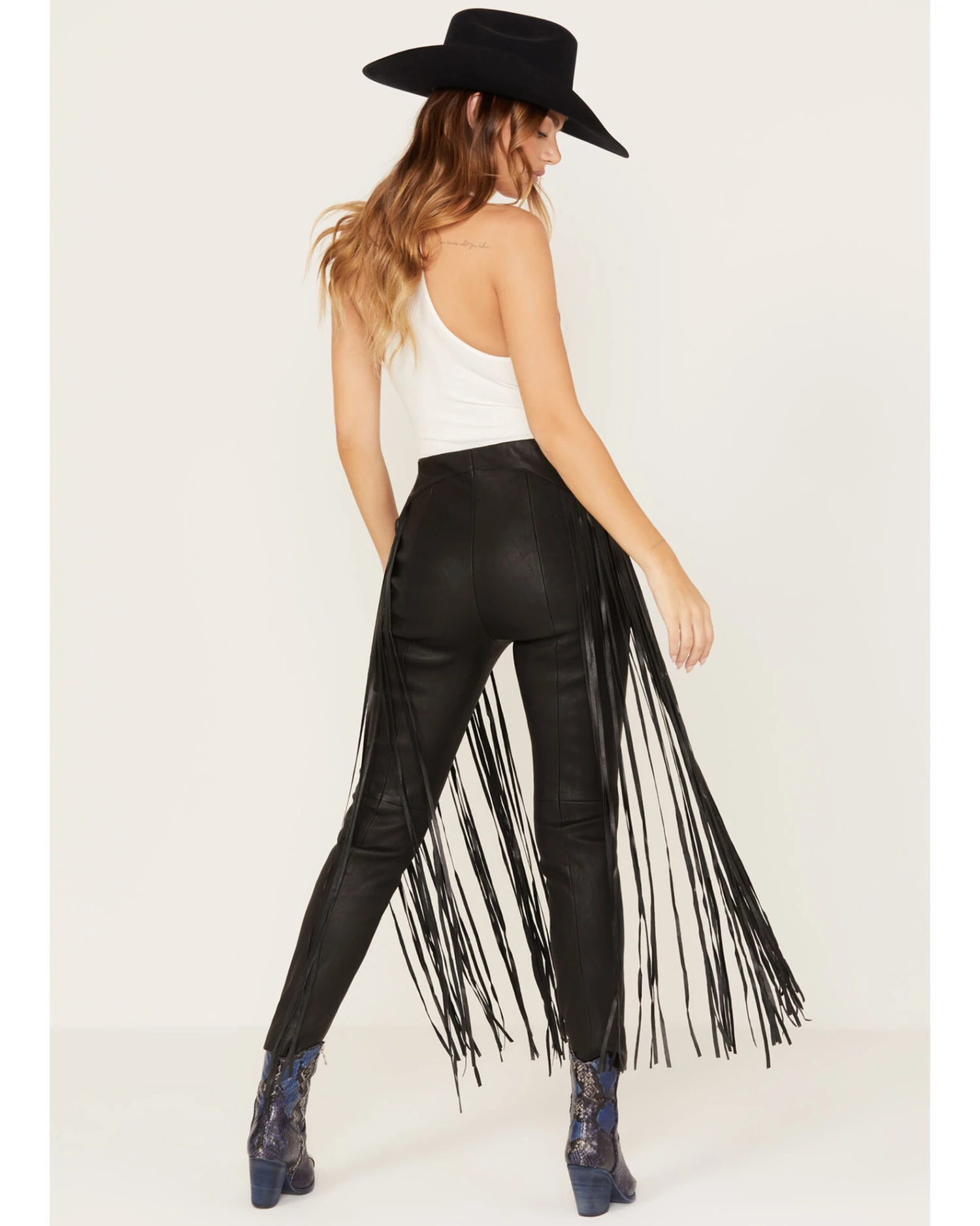 Wonderwest Women's Leather Fringe Pants 2 Wonderwest Women's Leather Fringe Pants - Image 2