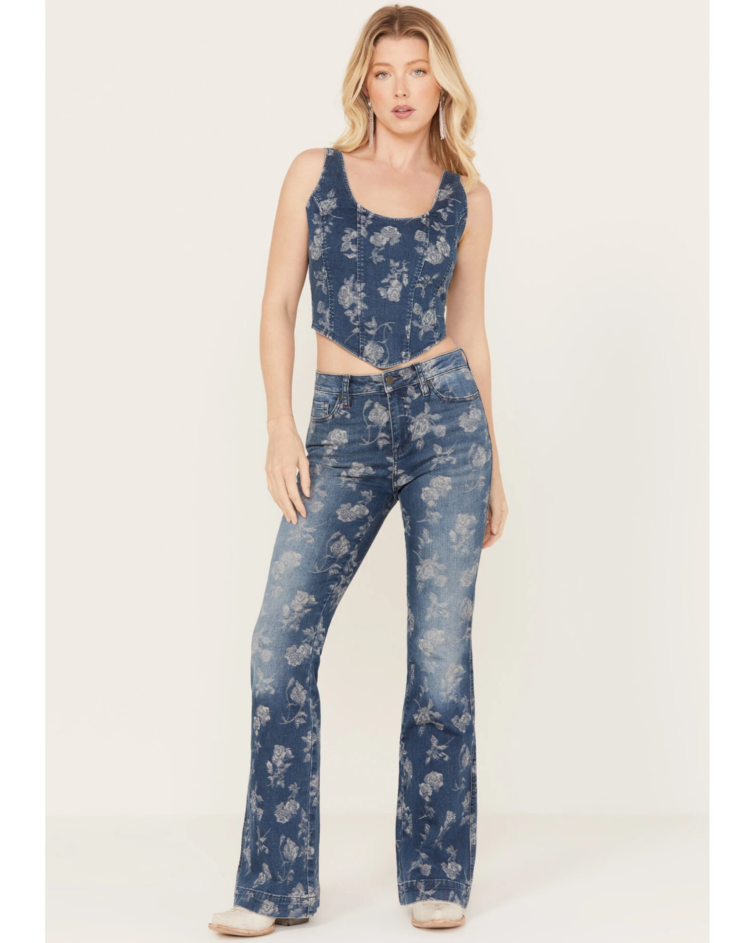 Idyllwind Women's Floral Drive Jacquard Denim Corset Top 1 Idyllwind Women's Floral Drive Jacquard Denim Corset Top