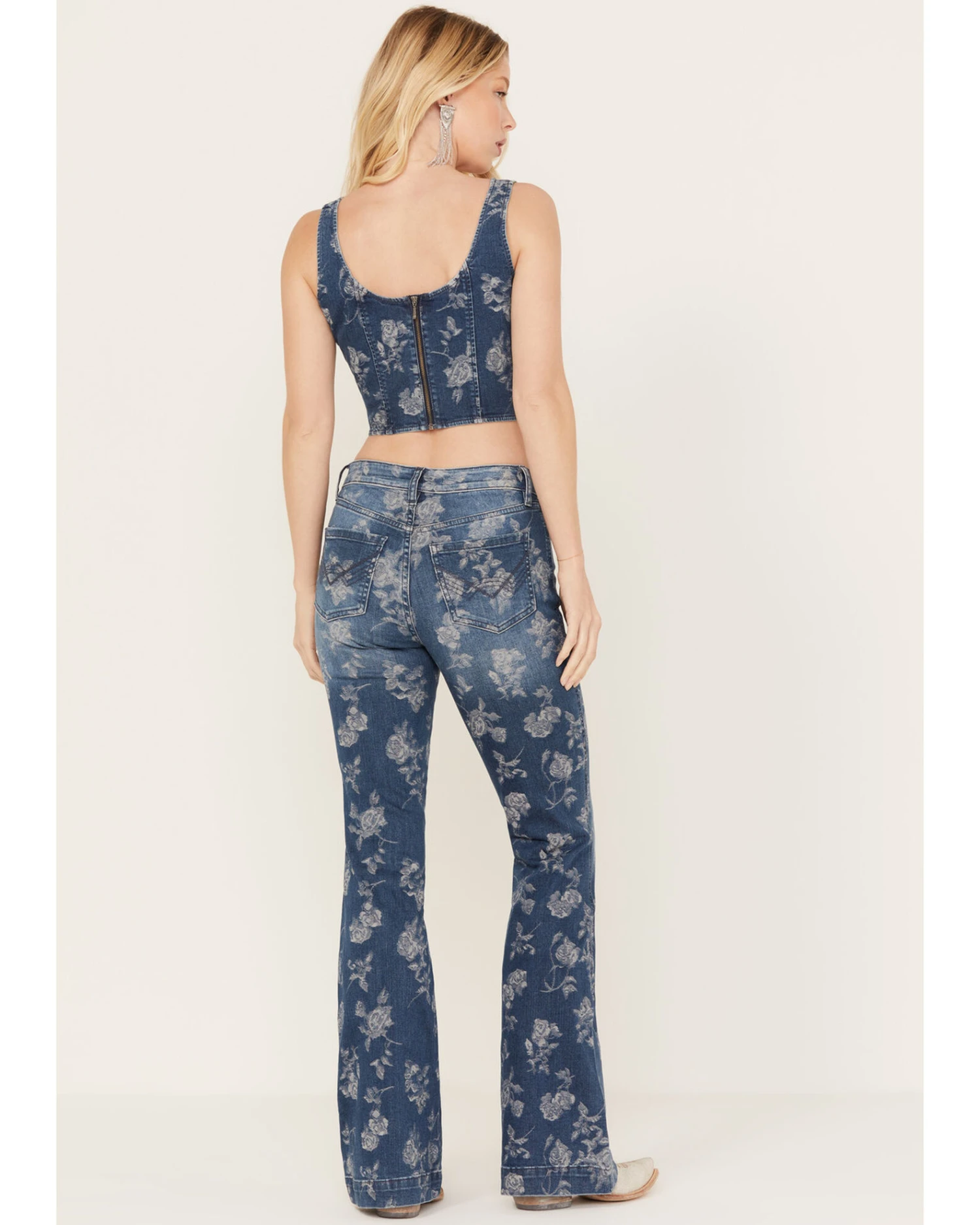 Idyllwind Women's Floral Drive Jacquard Denim Corset Top 2 Idyllwind Women's Floral Drive Jacquard Denim Corset Top - Image 2