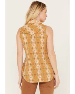 Rock & Roll Denim Women's Southwestern Print Sleeveless Snap Tank -Wild West Belle Sales 2000384992 702 P4