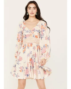 Angie Women's Long Sleeve Floral Mini Dress -Wild West Belle Sales 2000385617 103 P1