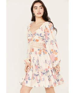 Angie Women's Long Sleeve Floral Mini Dress -Wild West Belle Sales 2000385617 103 P2