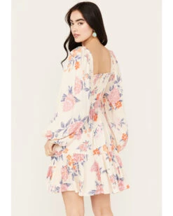 Angie Women's Long Sleeve Floral Mini Dress -Wild West Belle Sales 2000385617 103 P4