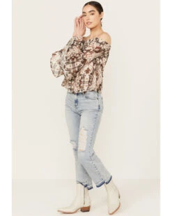 Shyanne Women's Off The Shoulder Chiffon Blouse 6 Shyanne Women's Off The Shoulder Chiffon Blouse -Wild West Belle Sales 2000386672 200 P1