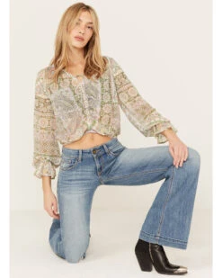 Shyanne Women's Long Sleeve Print Woven Tunic -Wild West Belle Sales 2000386679 343 P1