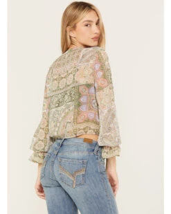 Shyanne Women's Long Sleeve Print Woven Tunic -Wild West Belle Sales 2000386679 343 P4