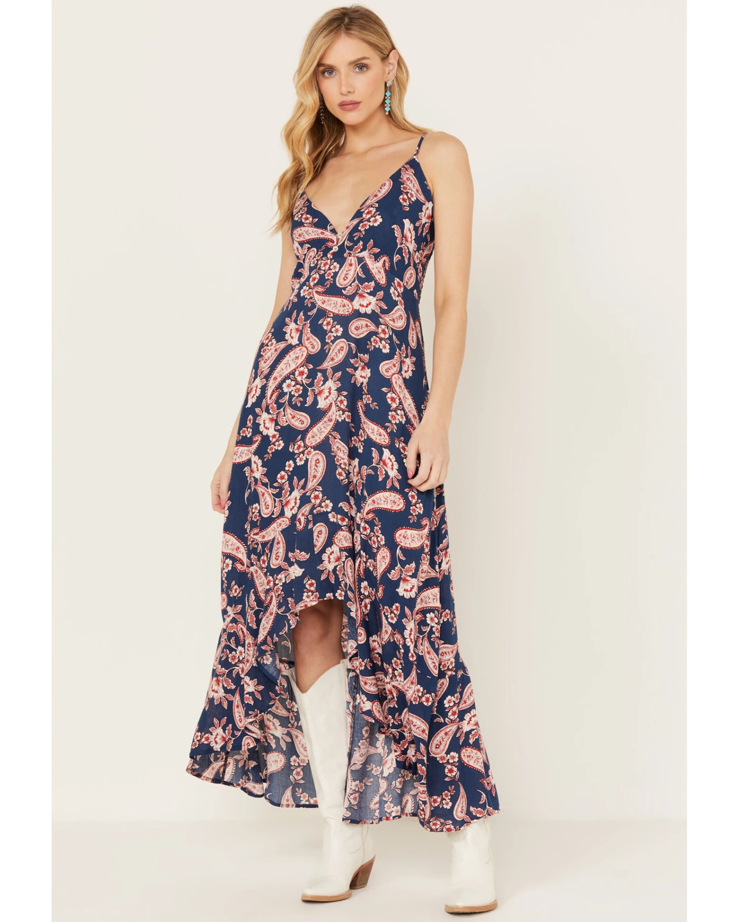 Wild Moss Women's Paisley Print High Low Maxi Dress 2 Wild Moss Women's Paisley Print High Low Maxi Dress - Image 2