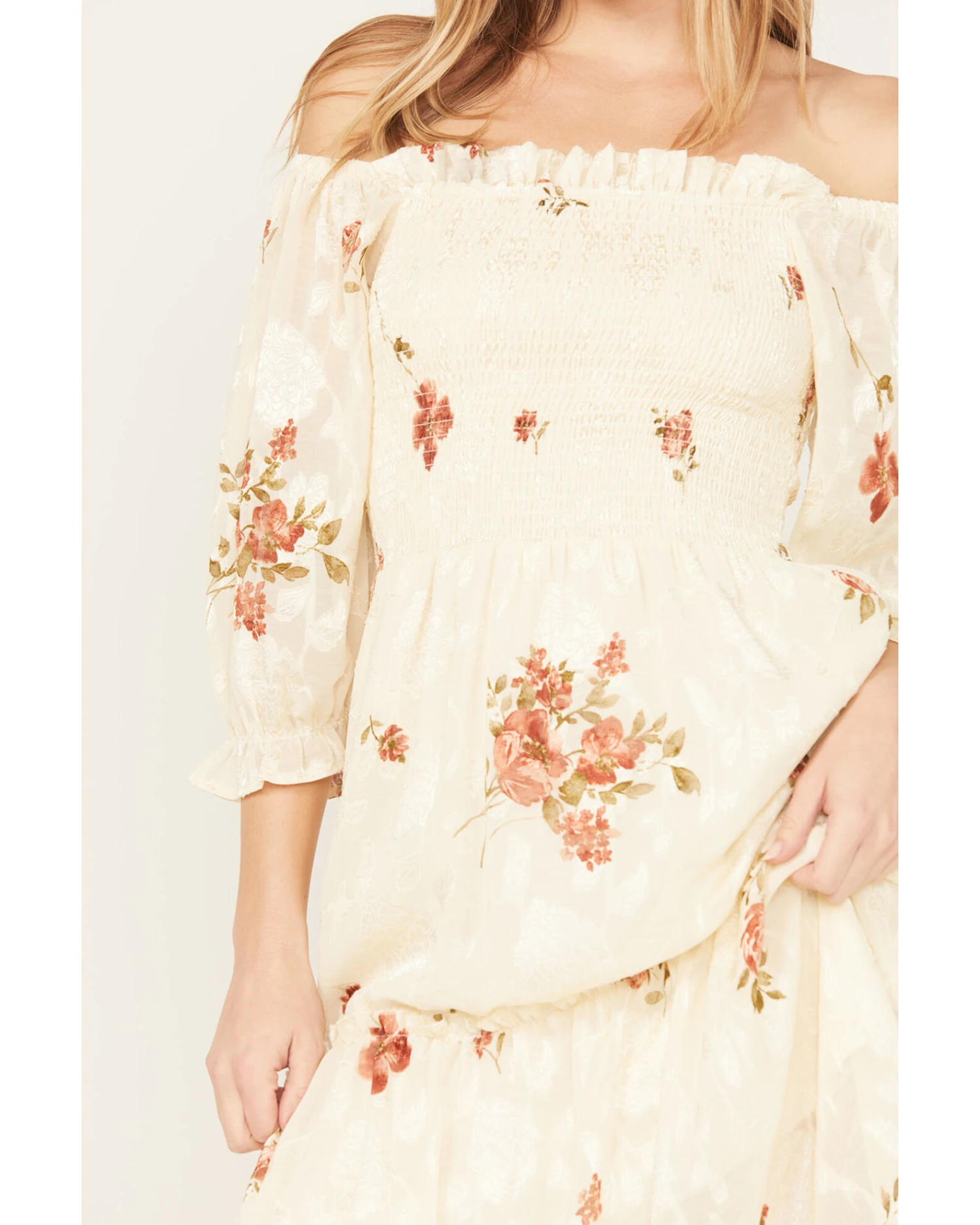 Wild Moss Women's Jacquard Smocked Front Dress 4 Wild Moss Women's Jacquard Smocked Front Dress - Image 4