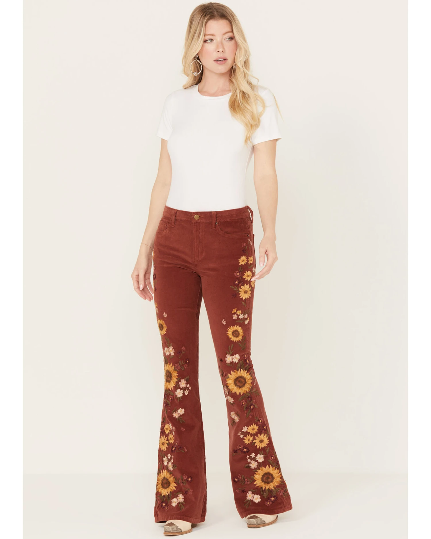 Driftwood Women's Rose High Rise Falling Sunflower Flare Jeans 3 Driftwood Women's Rose High Rise Falling Sunflower Flare Jeans - Image 3