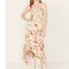 Wild Moss Women's Floral High Low Hem Dress